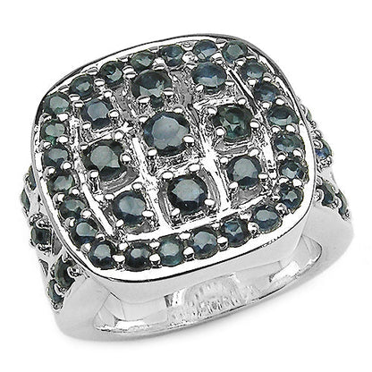2.60 Carat Genuine Blue Sapphire .925 Sterling Silver Ring Bids.com