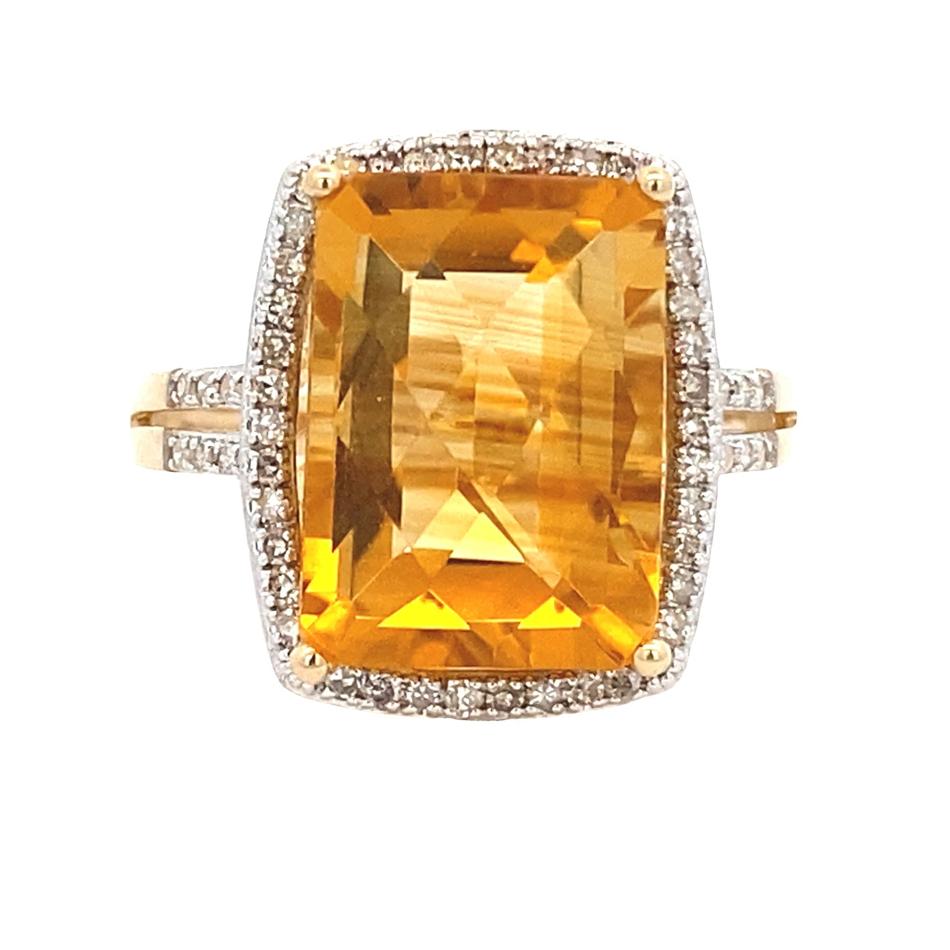 Natural 4.42ct Citrine Diamond Ring 14KT Yellow Gold Bids.com