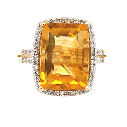Natural 4.42ct Citrine Diamond Ring 14KT Yellow Gold Bids.com