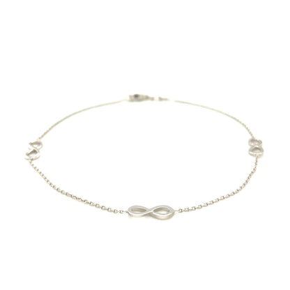 Sterling Silver Anklet with Infinity Symbols Bids.com