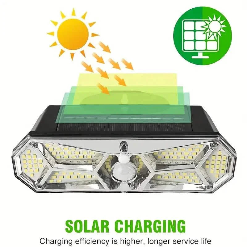 126 LEDs Portable Solar Security Lights, IP65 Waterproof Wireless Exterior Flood Light Detected Light DailySale