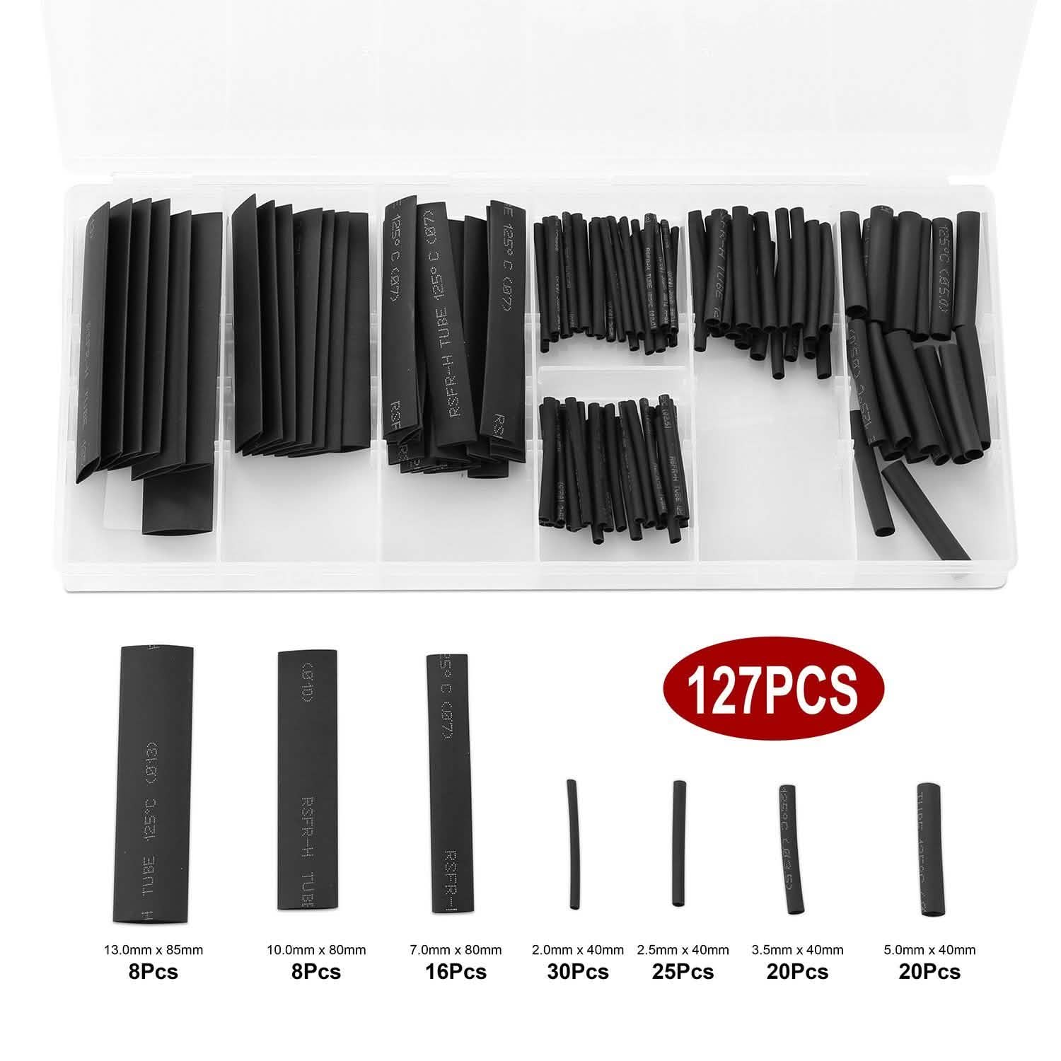 127-Piece: 2:1 Heat Shrink Tube Wire Wrap Assortment Set DailySale