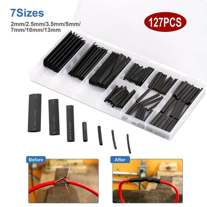 127-Piece: 2:1 Heat Shrink Tube Wire Wrap Assortment Set DailySale