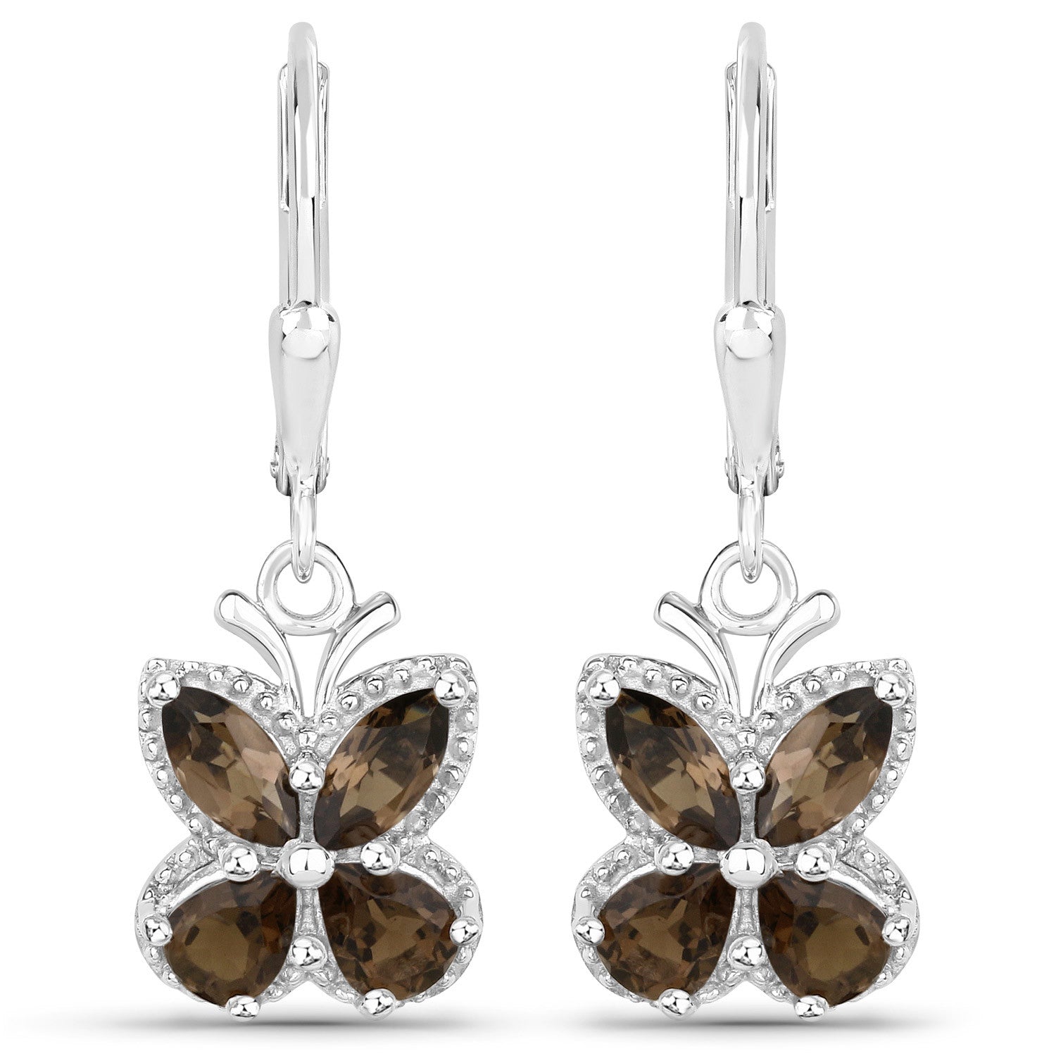 2.20 Carat Genuine Smoky Quartz .925 Sterling Silver Earrings Bids.com