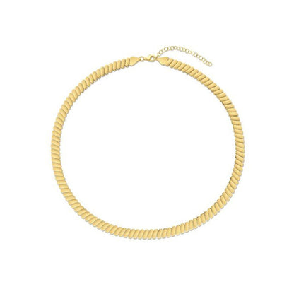 14k Yellow Gold Rib Link Necklace Bids.com