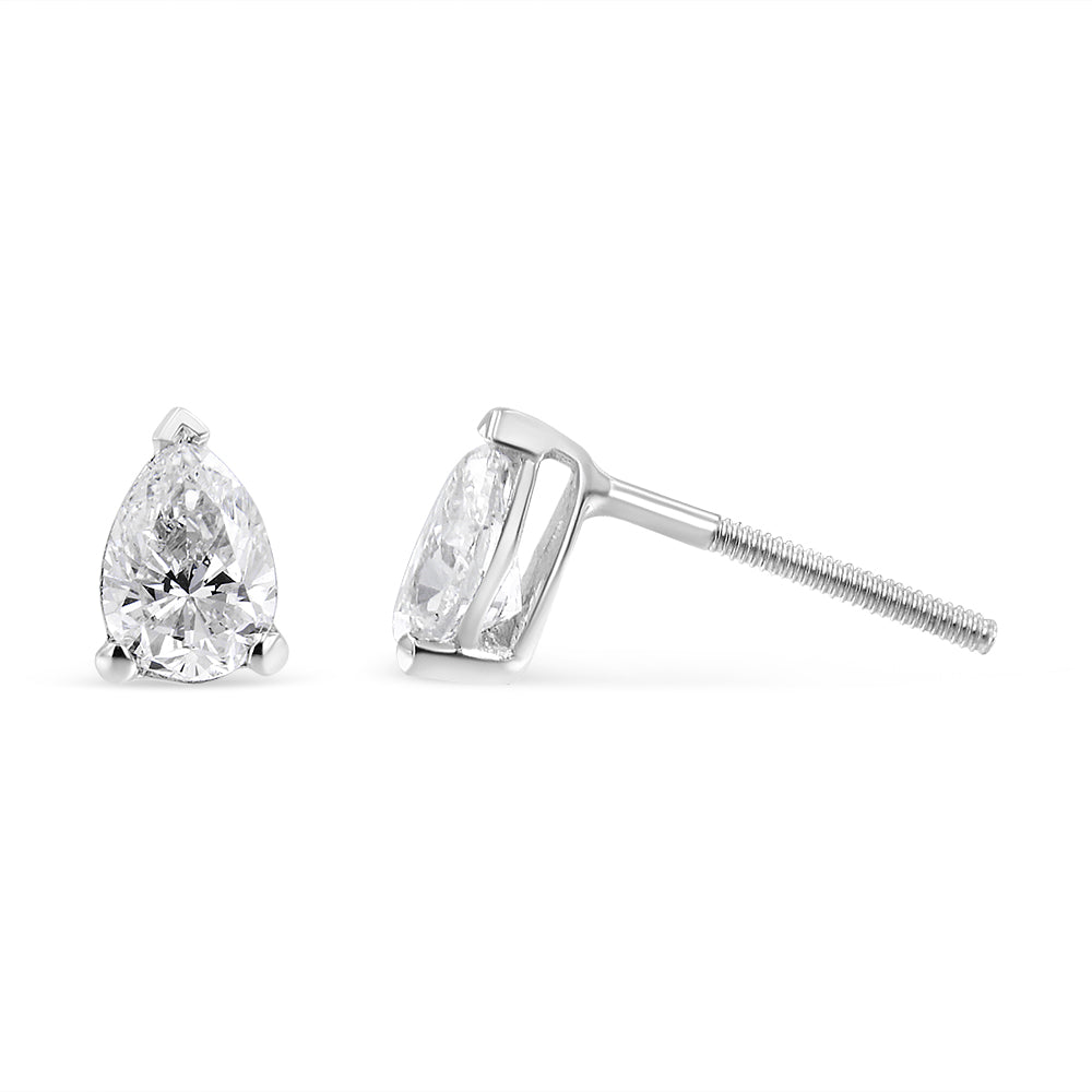 14K White Gold 1/2 Cttw Pear Shape Solitaire Lab Grown Diamond Stud Earrings (F-G Color, VS2-SI1 Clarity) Bids.com