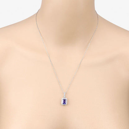 2.56 Carat Genuine Tanzanite and White Diamond 14K White Gold Pendant Bids.com