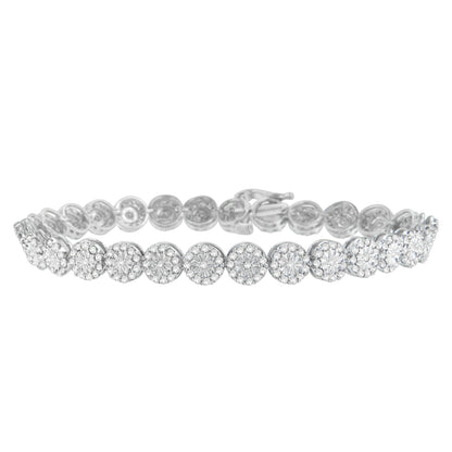 14K White Gold 2.00 Cttw Diamond Halo Link Tennis Bracelet (H-I Color, I1-I2 Clarity) - 7" Inches Bids.com