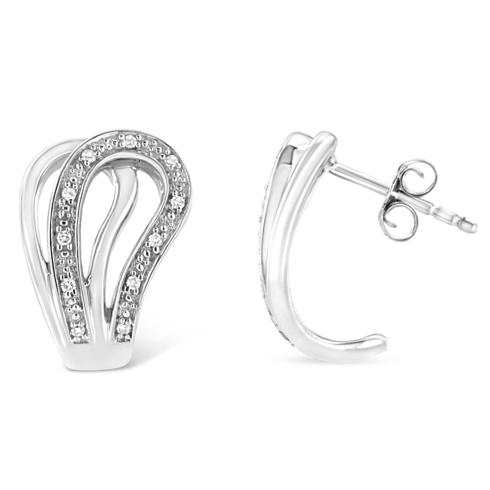 .925 Sterling Silver Pave-Set Diamond Accent Horseshoe Hoop Earring (I-J Color, I1-I2 Clarity) Bids.com