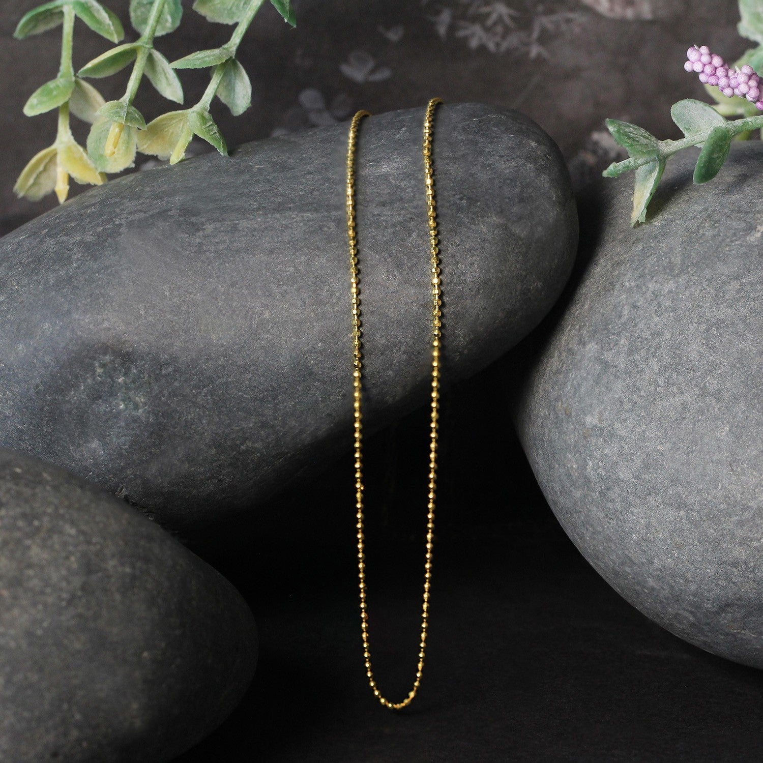 14k Yellow Gold Diamond-Cut Bead Chain 1.0mm Bids.com