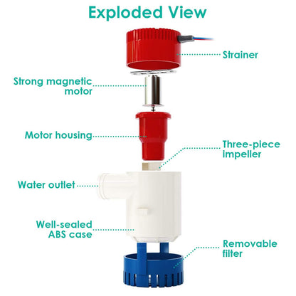 12V 1100GPH Submersible Marine Boat Bilge Non-Automatic Electric Water Pump DailySale