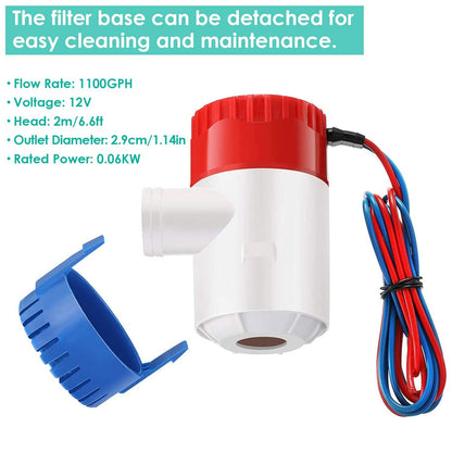 12V 1100GPH Submersible Marine Boat Bilge Non-Automatic Electric Water Pump DailySale
