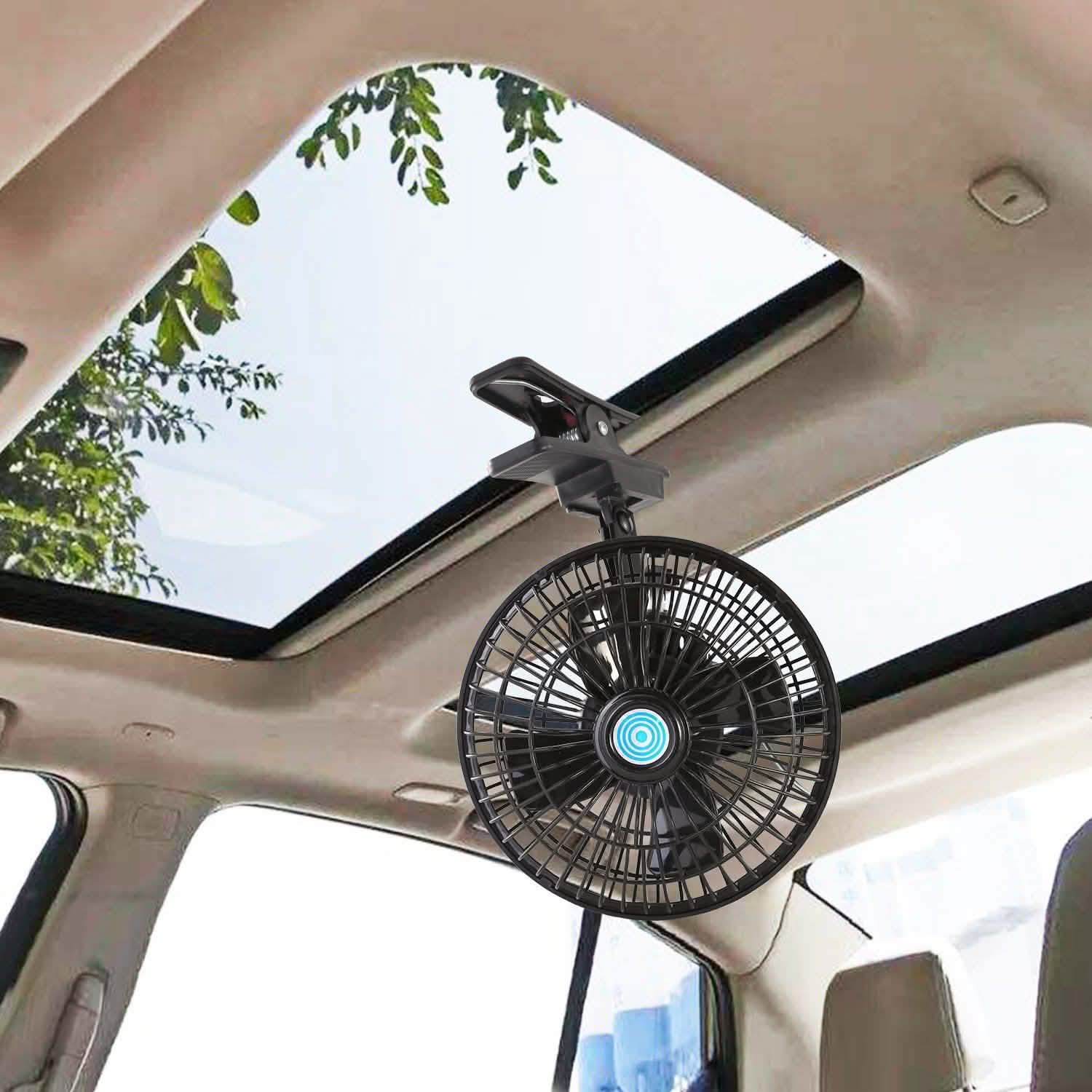 12V Car Fan Oscillating Clip on Cooling Fan with 2 Speeds 120° Rotation DailySale