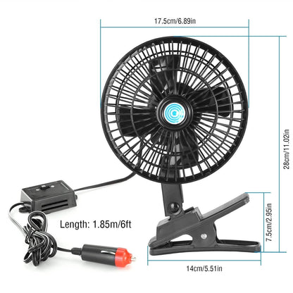 12V Car Fan Oscillating Clip on Cooling Fan with 2 Speeds 120° Rotation DailySale