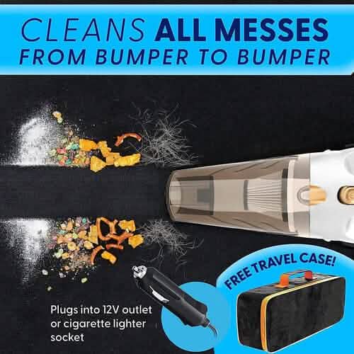 12V High Power Handheld Car Vacuum with 16Ft Cord, Attachments & Bag DailySale