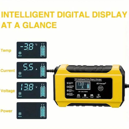 12V Intelligent Pulse Repair Smart Battery Charger with LCD Display DailySale