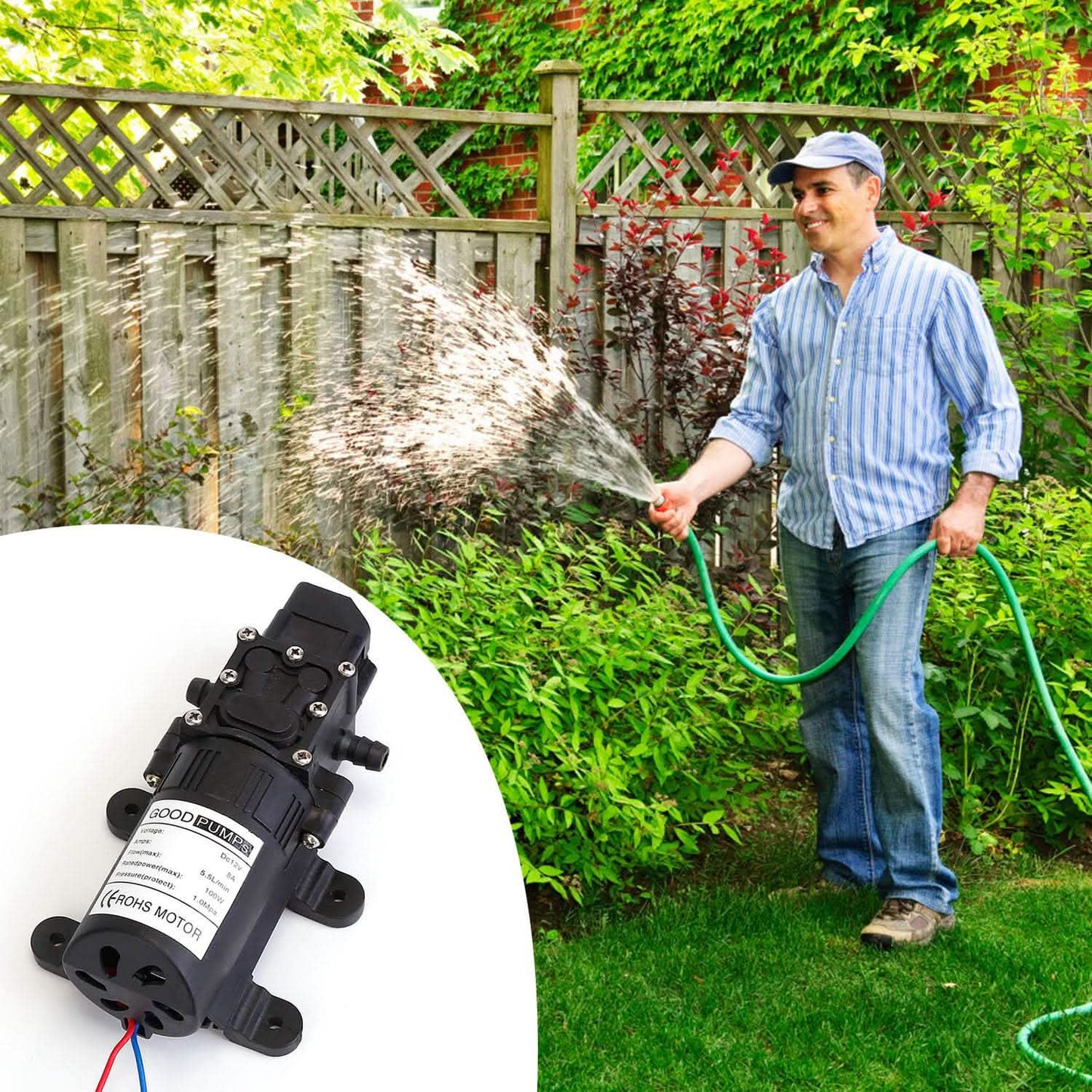 12V Water Pump with 2 Hose Clamps 123PSI Self Priming Sprayer Pump DailySale