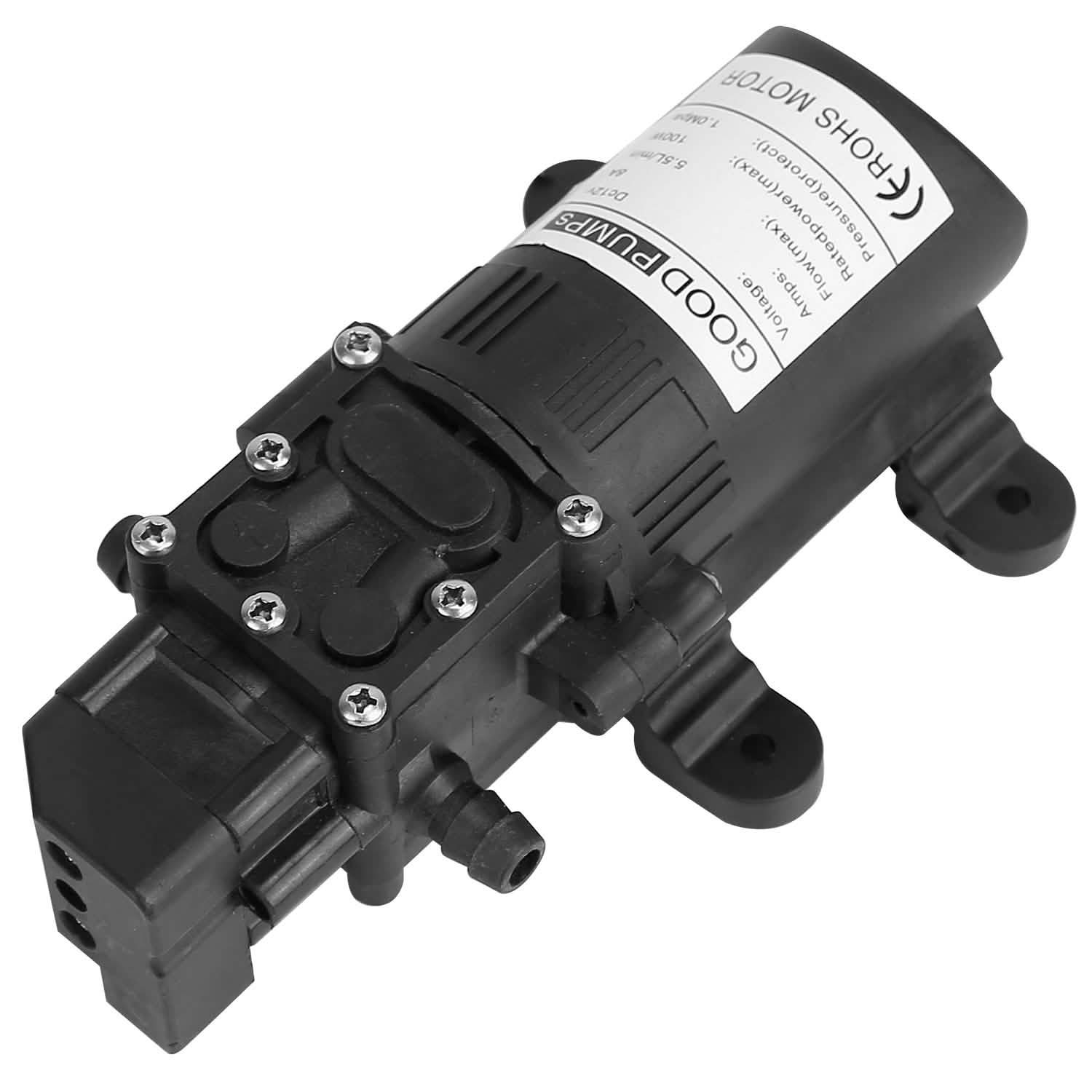 12V Water Pump with 2 Hose Clamps 123PSI Self Priming Sprayer Pump DailySale