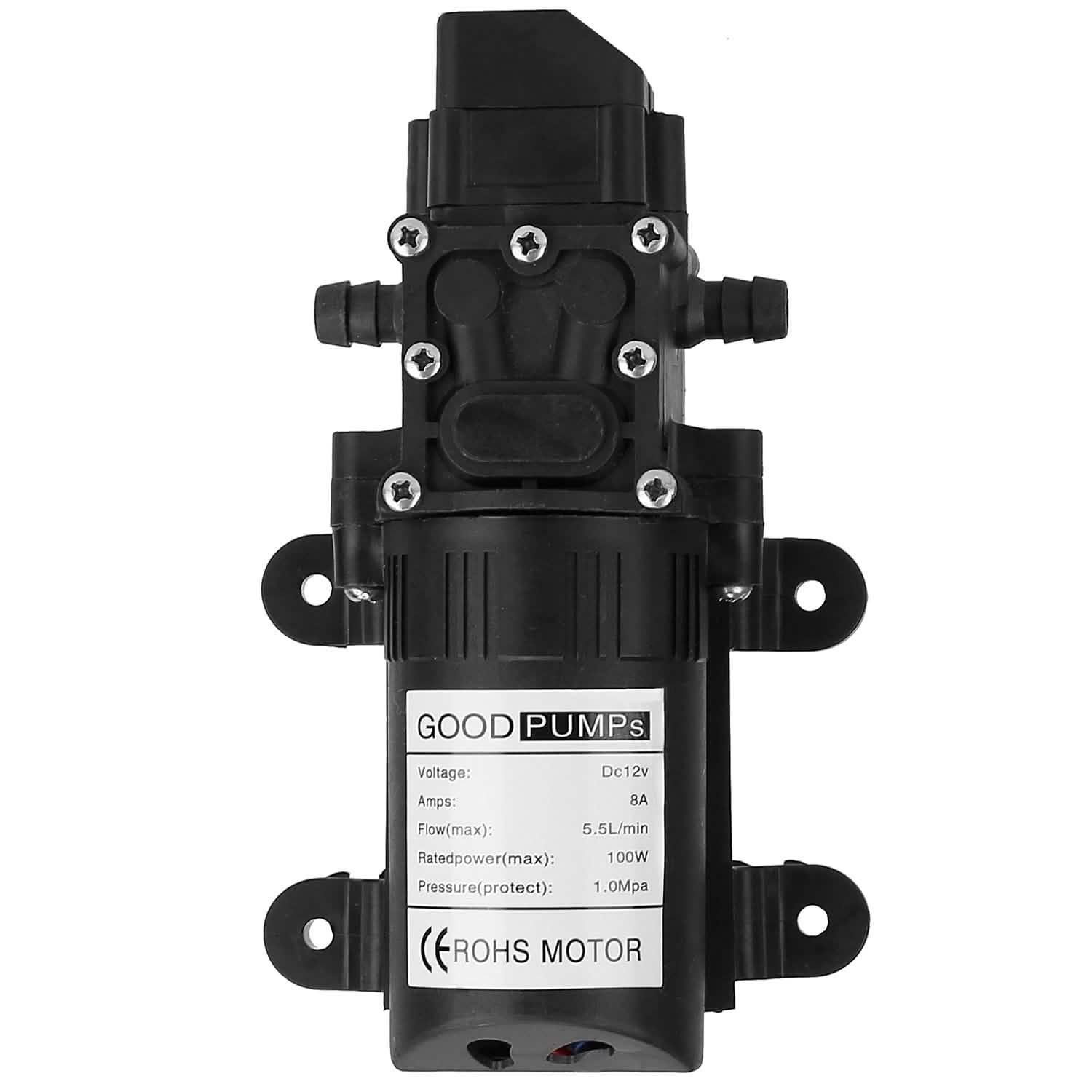 12V Water Pump with 2 Hose Clamps 123PSI Self Priming Sprayer Pump DailySale