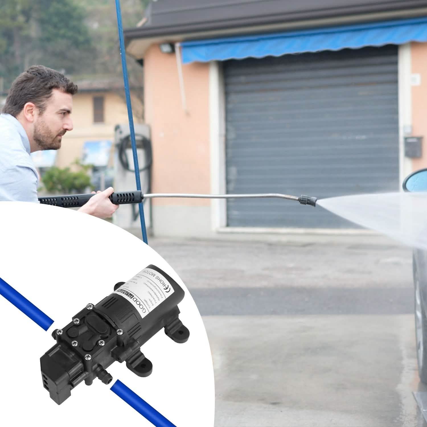 12V Water Pump with 2 Hose Clamps 123PSI Self Priming Sprayer Pump DailySale