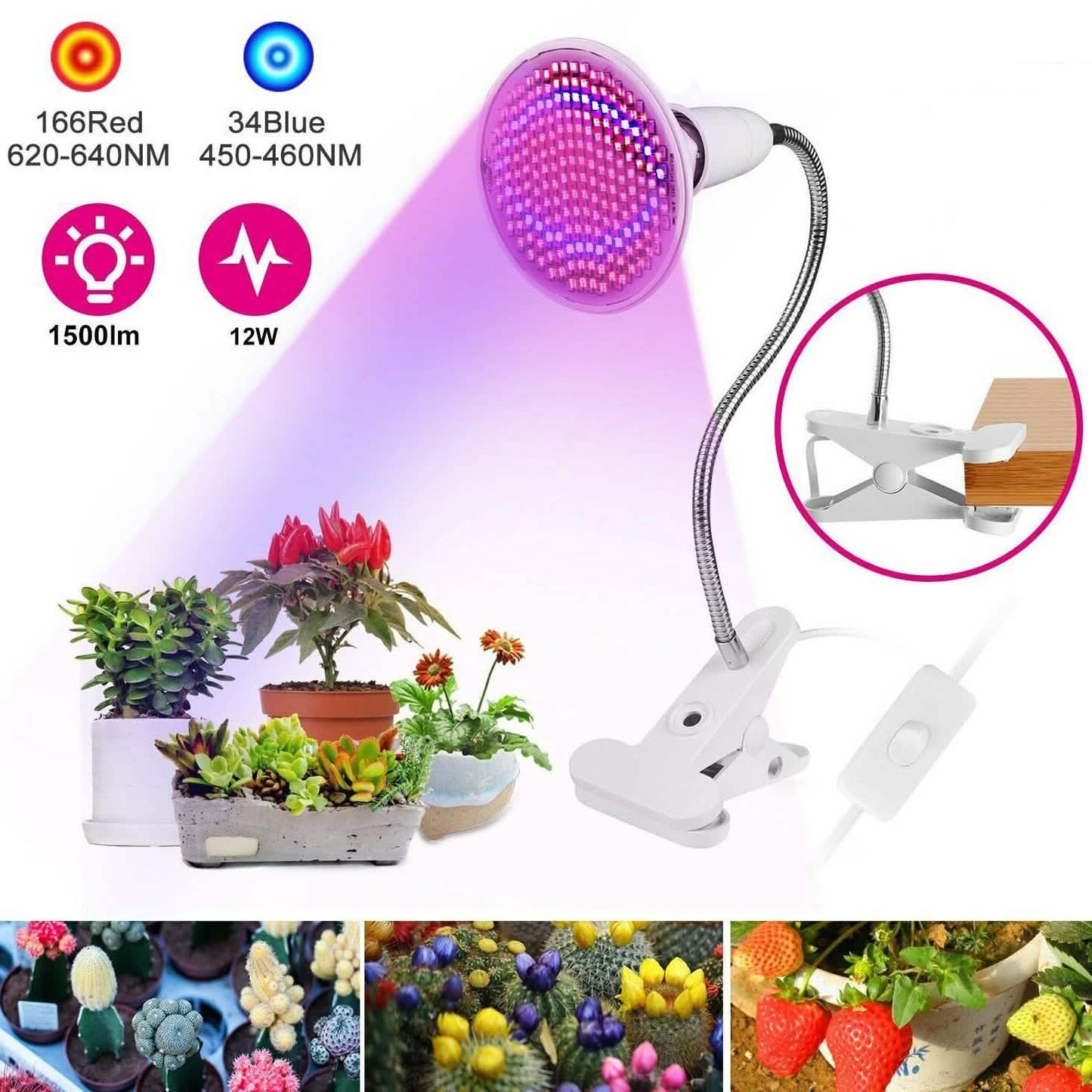 12W LED 360° Rotatable Plant Grow Light with Desk Clip DailySale