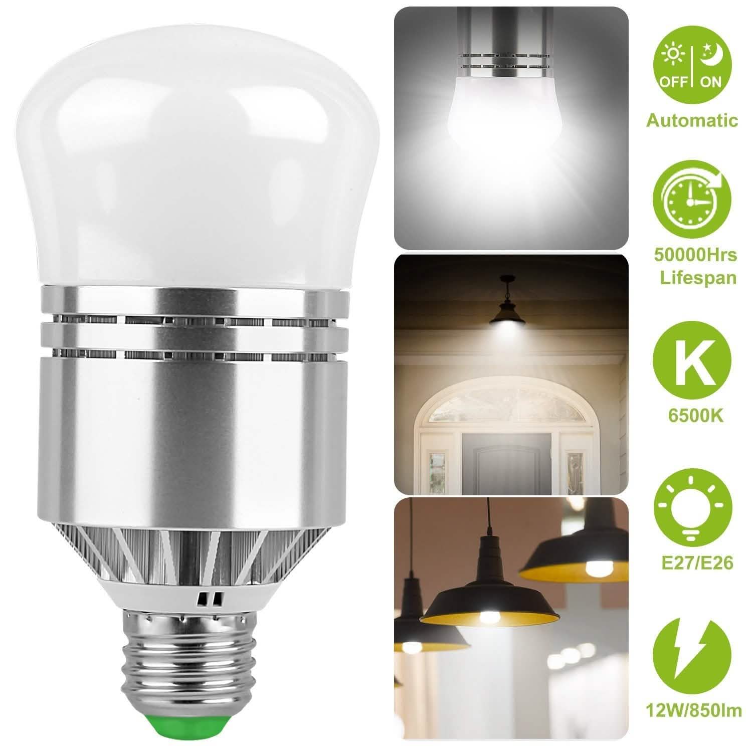 12W Light Sensor Globe Bulbs Dusk DailySale