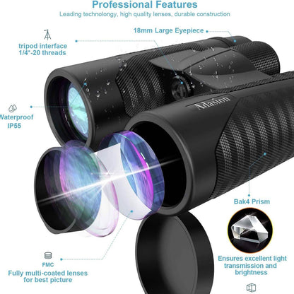 12x42 HD Binoculars for Adults with Universal Phone Adapter DailySale