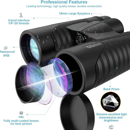 12x42 HD Binoculars for Adults with Universal Phone Adapter DailySale