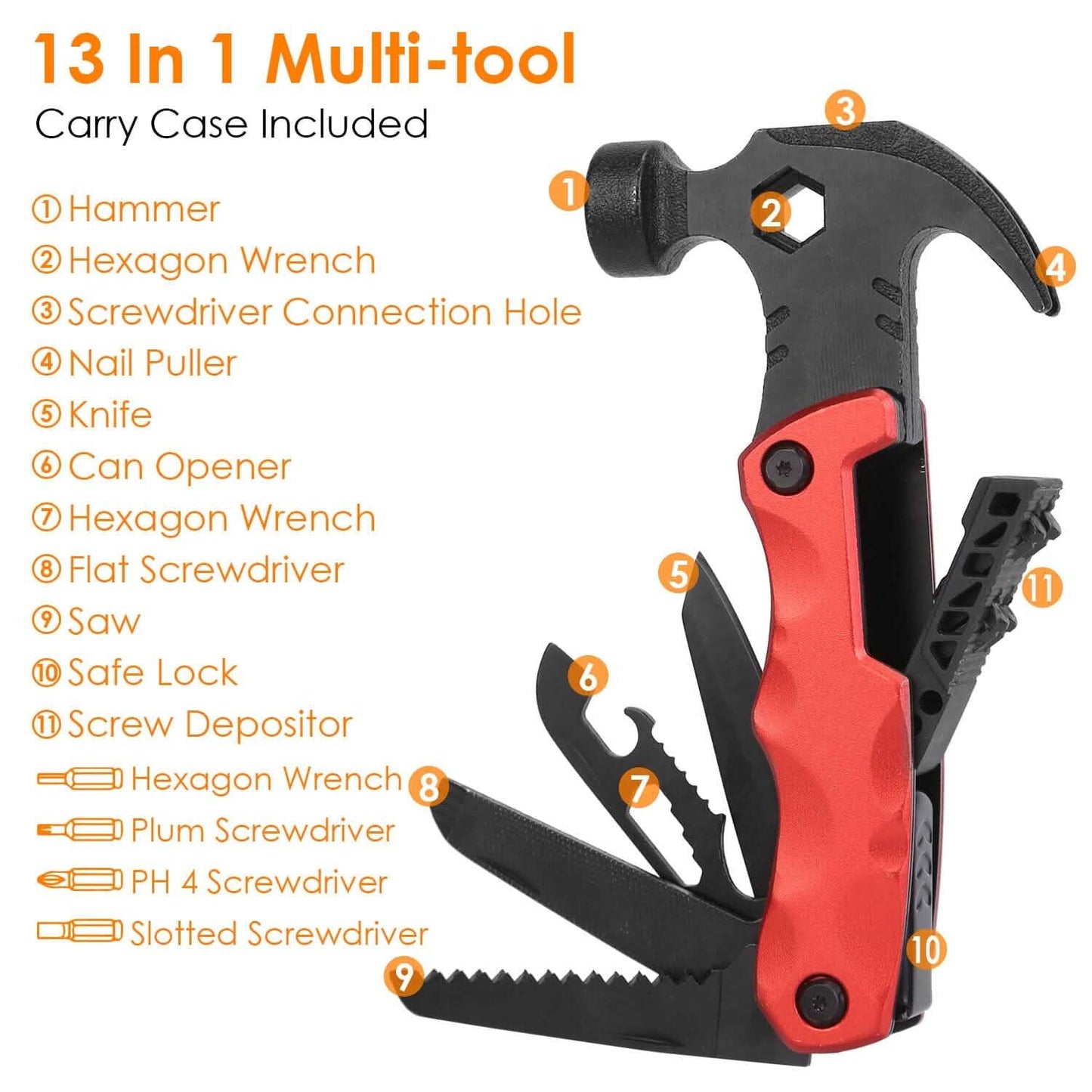 13-in-1 Multi-tool Hammer Camping Survival Tool DailySale