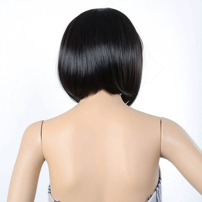 13 Inches Straight Heat Resistant Short Bob Full Hair Wigs with Flat Bangs DailySale