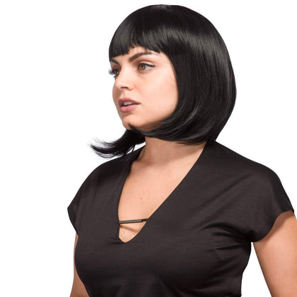 13 Inches Straight Heat Resistant Short Bob Full Hair Wigs with Flat Bangs DailySale