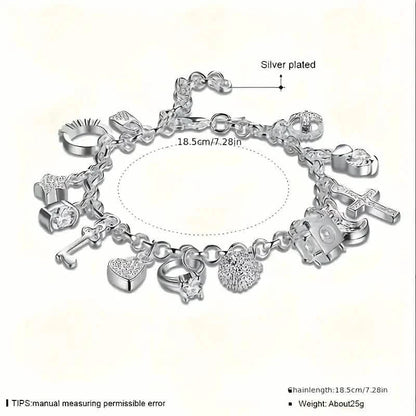 13 Pendant Charm Bracelet - Cubic Zirconia, No Plating, Fashion Jewelry Chain DailySale