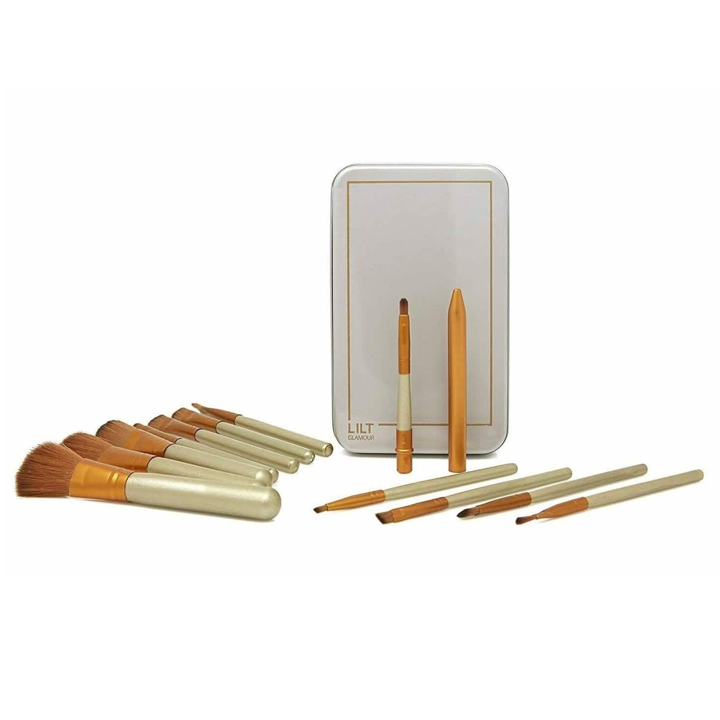 13-Piece: Lilt Beauty Makeup Brush Set with Brass Box DailySale