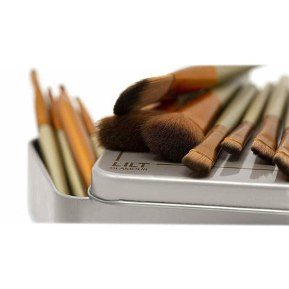 13-Piece: Lilt Beauty Makeup Brush Set with Brass Box DailySale