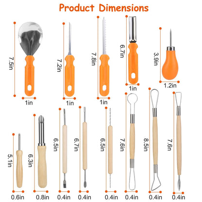 13-Pieces: Halloween Pumpkin Stainless Steel Carving Kit DailySale
