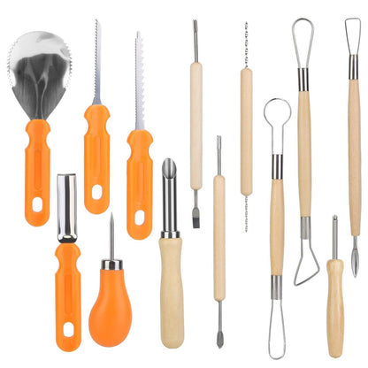 13-Pieces: Halloween Pumpkin Stainless Steel Carving Kit DailySale