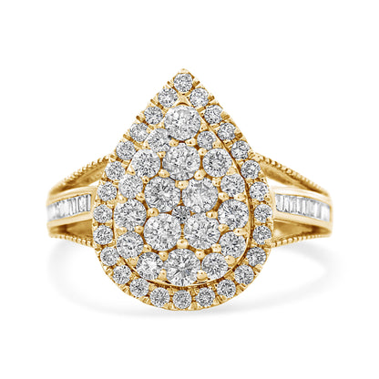 10K Yellow Gold Plated .925 Sterling Silver 1 1/2 Cttw Round-Cut Diamond Cocktail Ring (I-J Color, I1-I2 Clarity) - Size 7 Bids.com