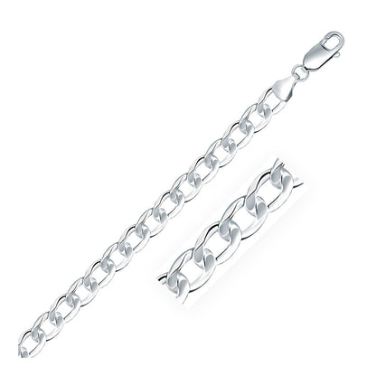 Rhodium Plated 7.9mm Sterling Silver Curb Style Chain Bids.com