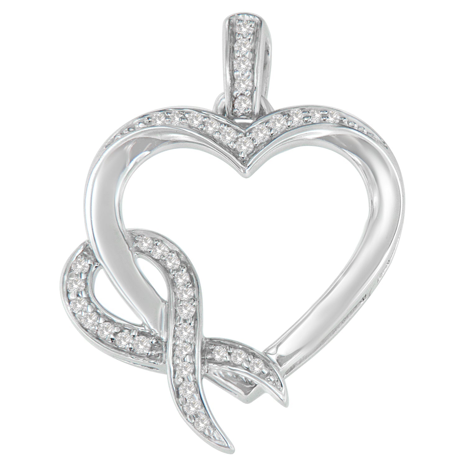 .925 Sterling Silver 1/6 cttw Diamond Heart Pendant Necklace (H-I, I1-I2) Bids.com