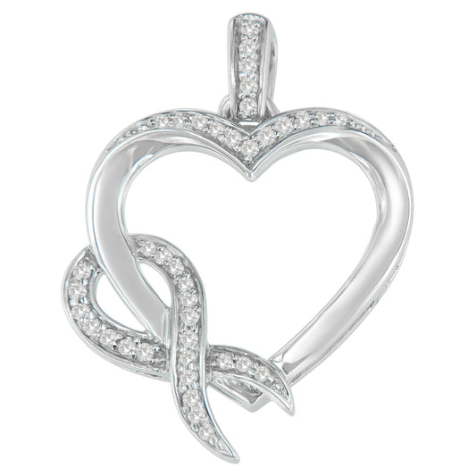 .925 Sterling Silver 1/6 cttw Diamond Heart Pendant Necklace (H-I, I1-I2) Bids.com