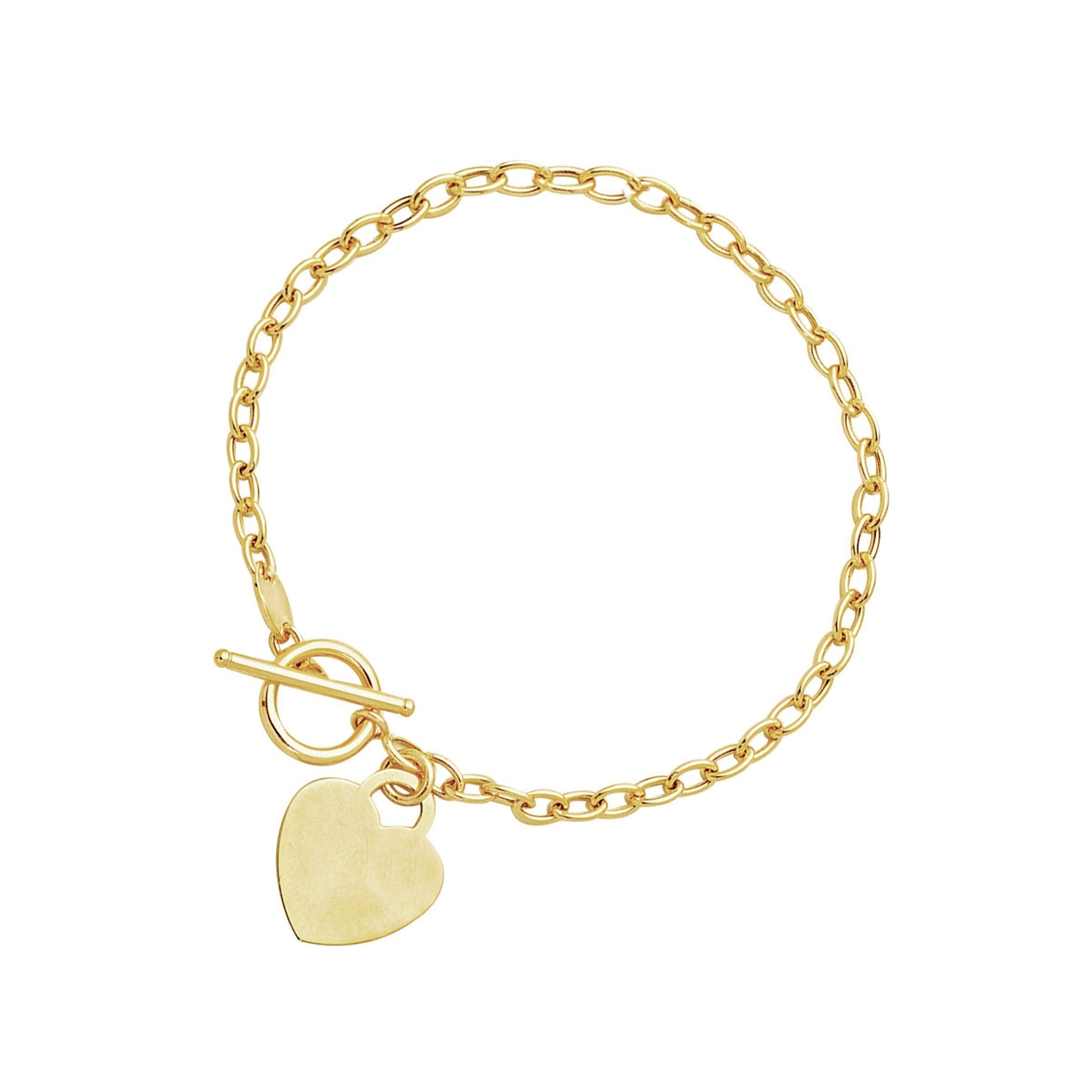 Toggle Bracelet with Heart Charm in 14k Yellow Gold Bids.com