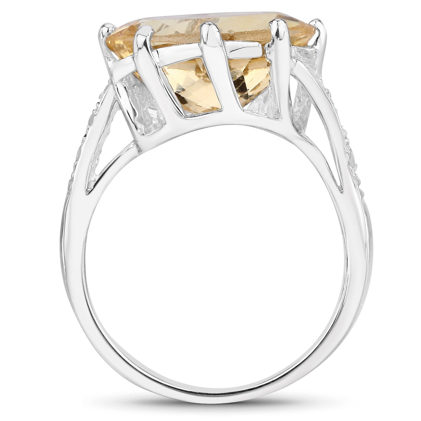 4.63 Carat Genuine Citrine and White Topaz .925 Sterling Silver Ring Bids.com