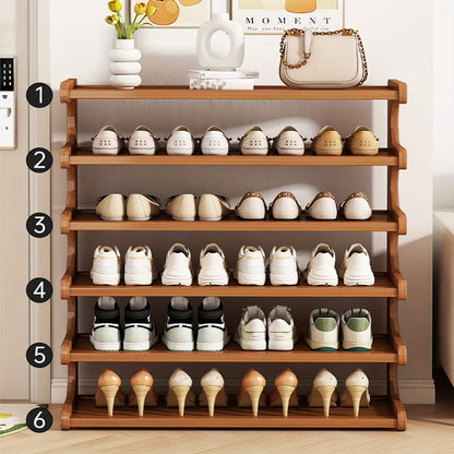 Bamboo Shoe Rack Organizer – 5 or 6 Tier, Space-Saving Storage DailySale