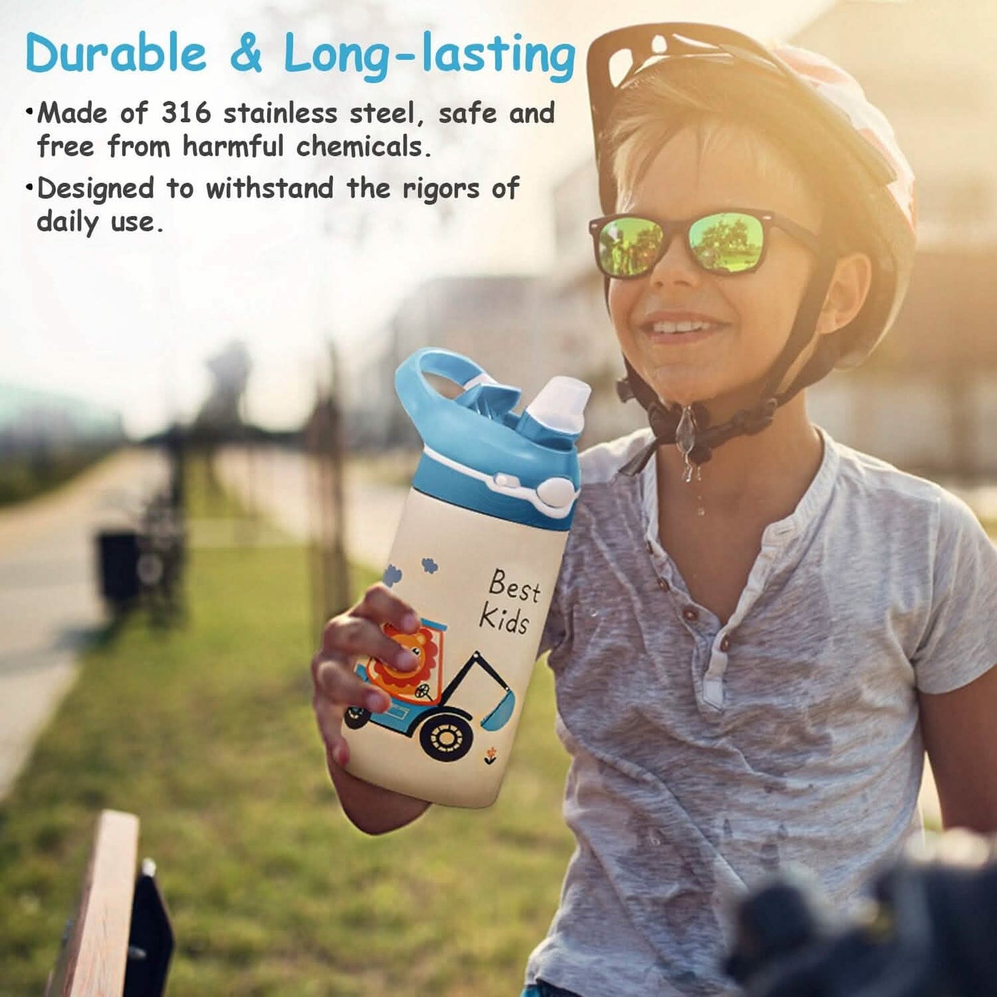 13.50oz. Insulated Stainless Steel Water Bottle Leak-proof with Straw Push Button Lock Switch DailySale