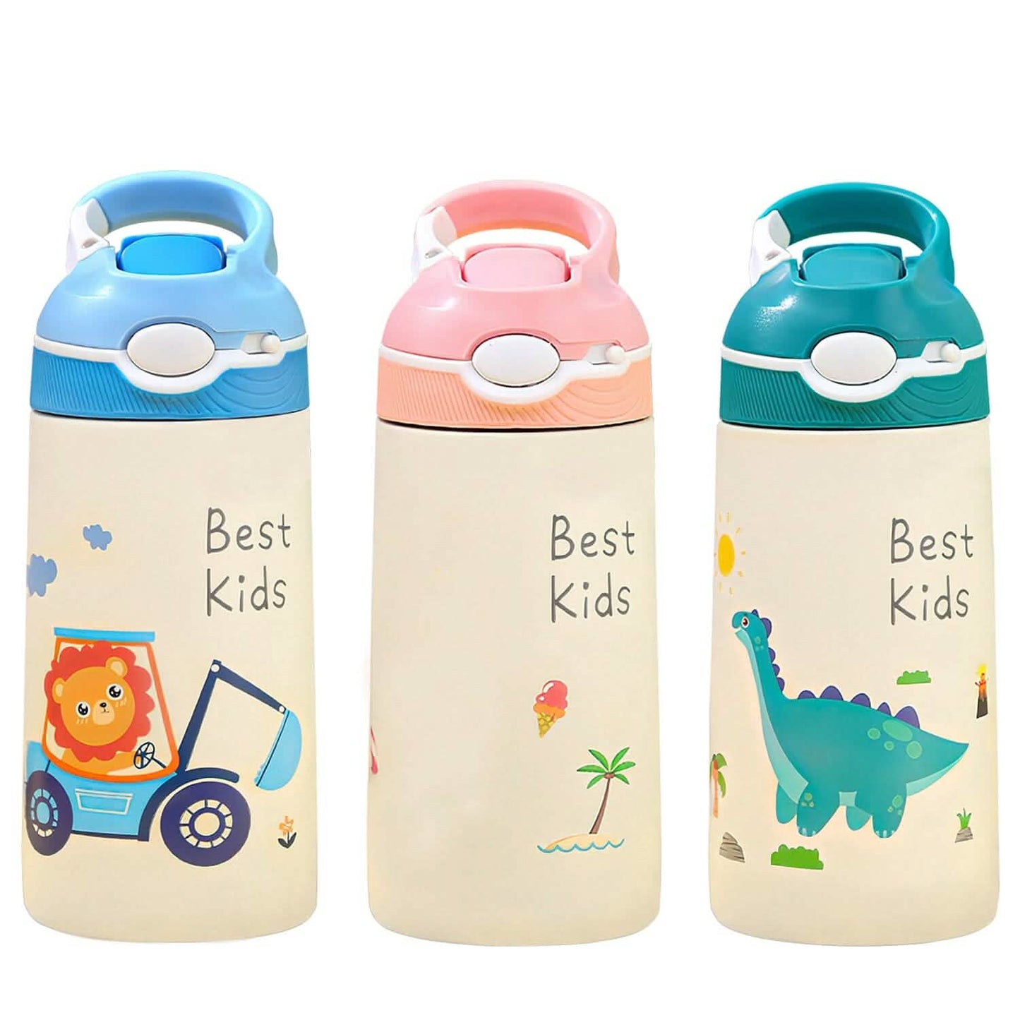 13.50oz. Insulated Stainless Steel Water Bottle Leak-proof with Straw Push Button Lock Switch DailySale