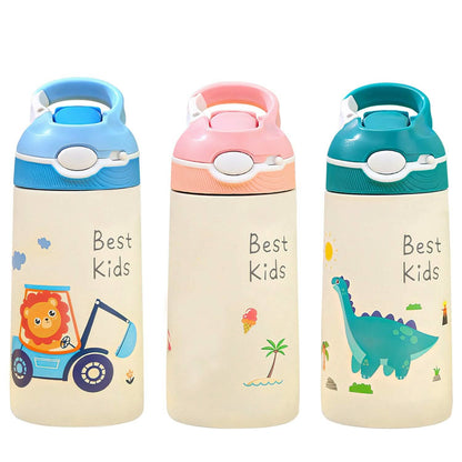 13.50oz. Insulated Stainless Steel Water Bottle Leak-proof with Straw Push Button Lock Switch DailySale