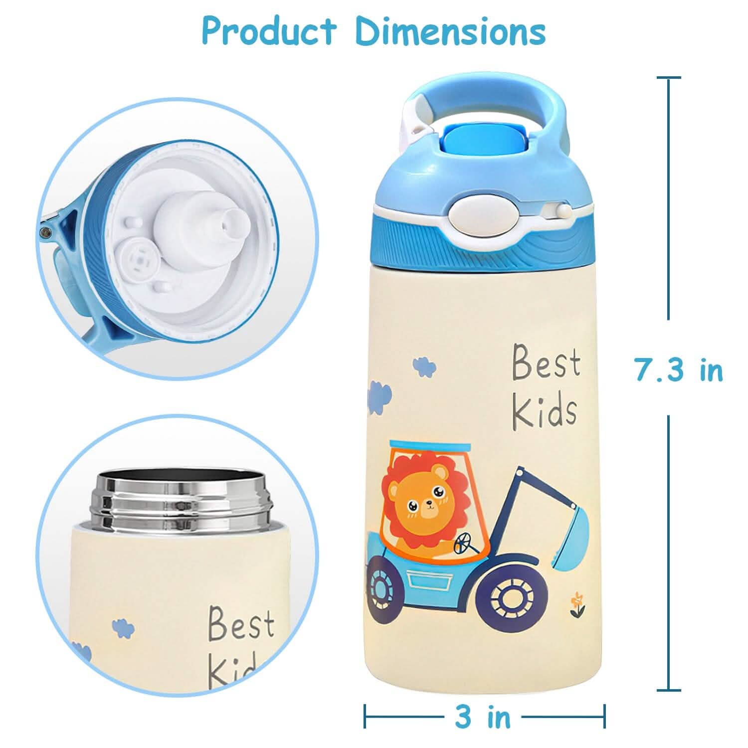 13.50oz. Insulated Stainless Steel Water Bottle Leak-proof with Straw Push Button Lock Switch DailySale