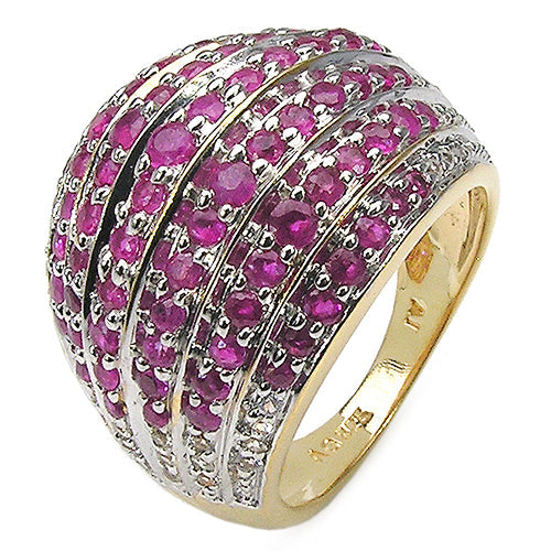 14K Yellow Gold Plated 2.94 Carat Genuine Ruby & White Topaz .925 Sterling Silver Ring Bids.com