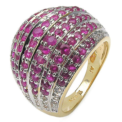 14K Yellow Gold Plated 2.94 Carat Genuine Ruby & White Topaz .925 Sterling Silver Ring Bids.com
