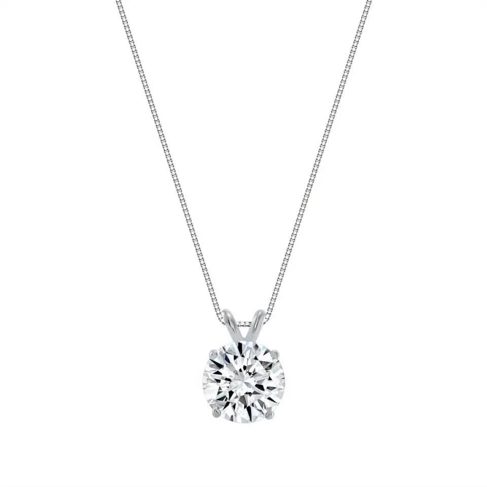 1/4 - 2 Ct T.W. Natural Diamond Solitaire Pendant in 14K White or Yellow Gold DailySale